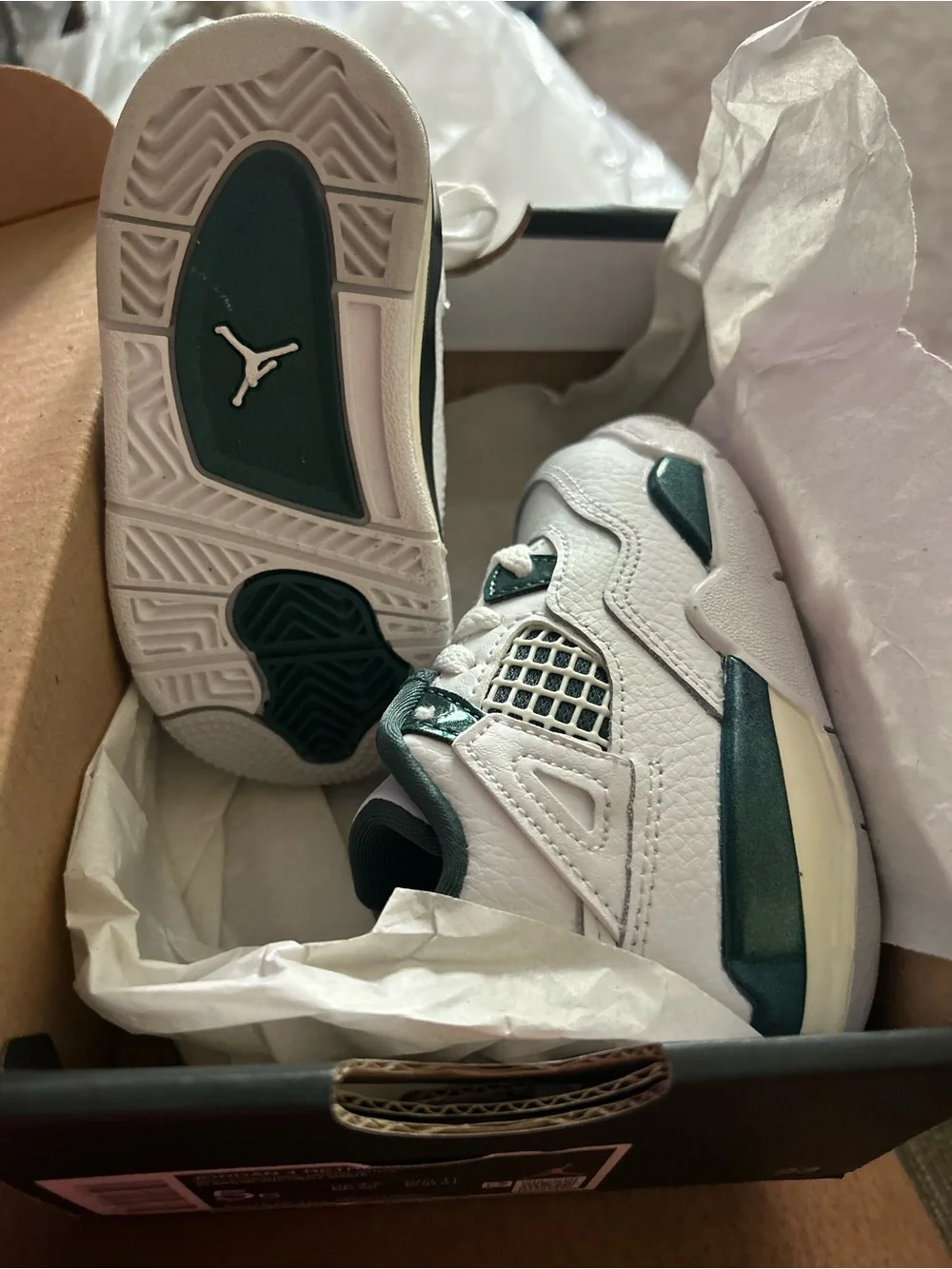 Jordan 4 Retro (TD) White with Oxidized Green Accents